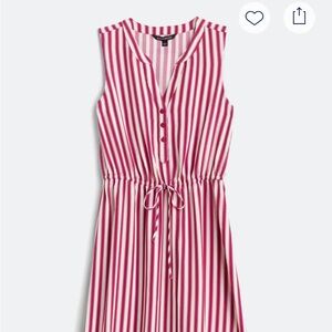 41 Hawthorn Pink and White Striped Sleeveless Midi Dress